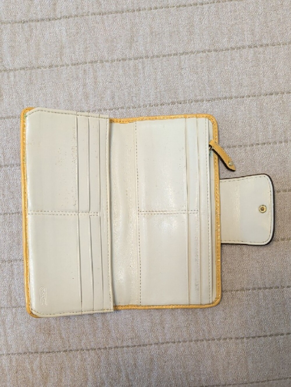 Coach Signature Canvas Wallet with Yellow Trim - Picture 2 of 3